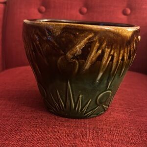 Organic Brown and Green Ceramic Pottery with Textured Design